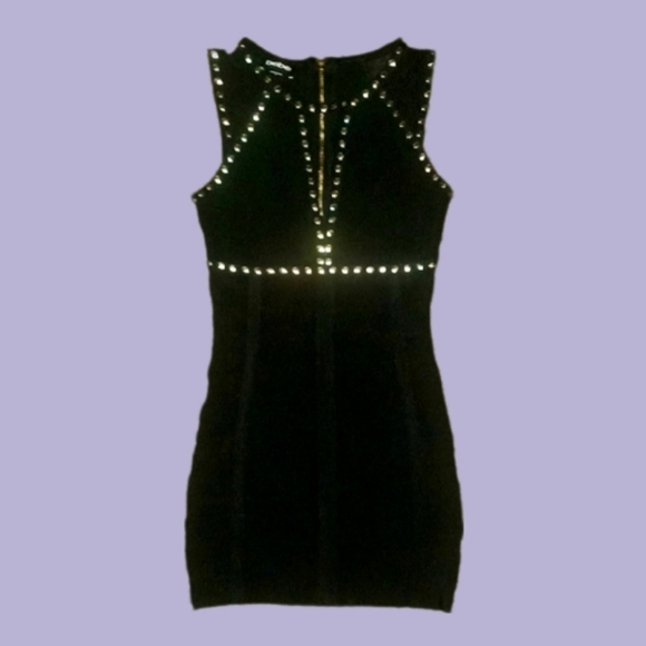 Bebe Black Gold Studded Bandage Dress - Picture 4 of 7